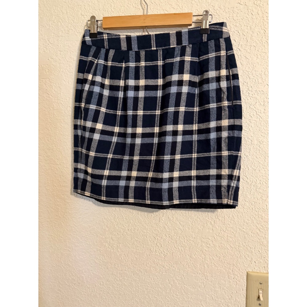 Tommy Hilfiger Womens Navy Blue Plaid Cotton Mini Skirt Size 4 Lined Preppy